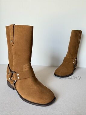 NWT Coach Tara Biker Boot Brown Suede Size 6.5 Runs Large Fits 7-7.5 CS063